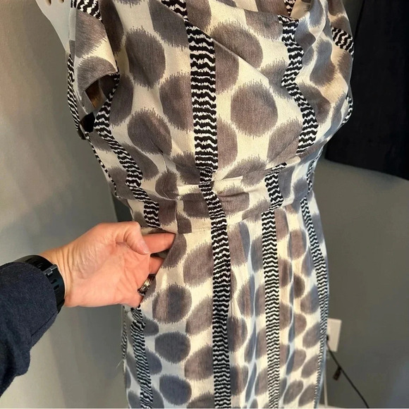 Leifsdottitr Anthropologie Paso Dot Black Gray Silk Blend Mini Dress Siz… - Picture 6 of 16
